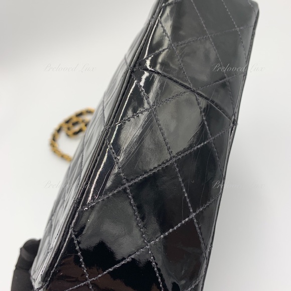 Authentic CHANEL Classic Mini Square Black Shoulder Bag Crossbody - GHW - Picture 9 of 17